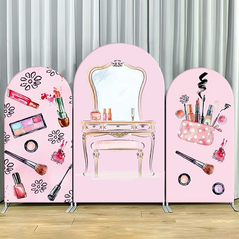 Beauty Makeup Events - Elegancka różowa tło fotograficzne z łukowym