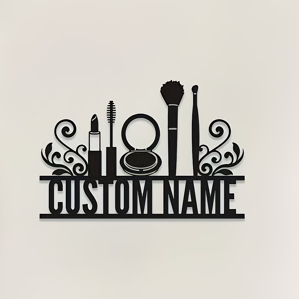 Beauty Makeup Names - Personalizowana metalowa dekoracja ścienna dla wizażystów