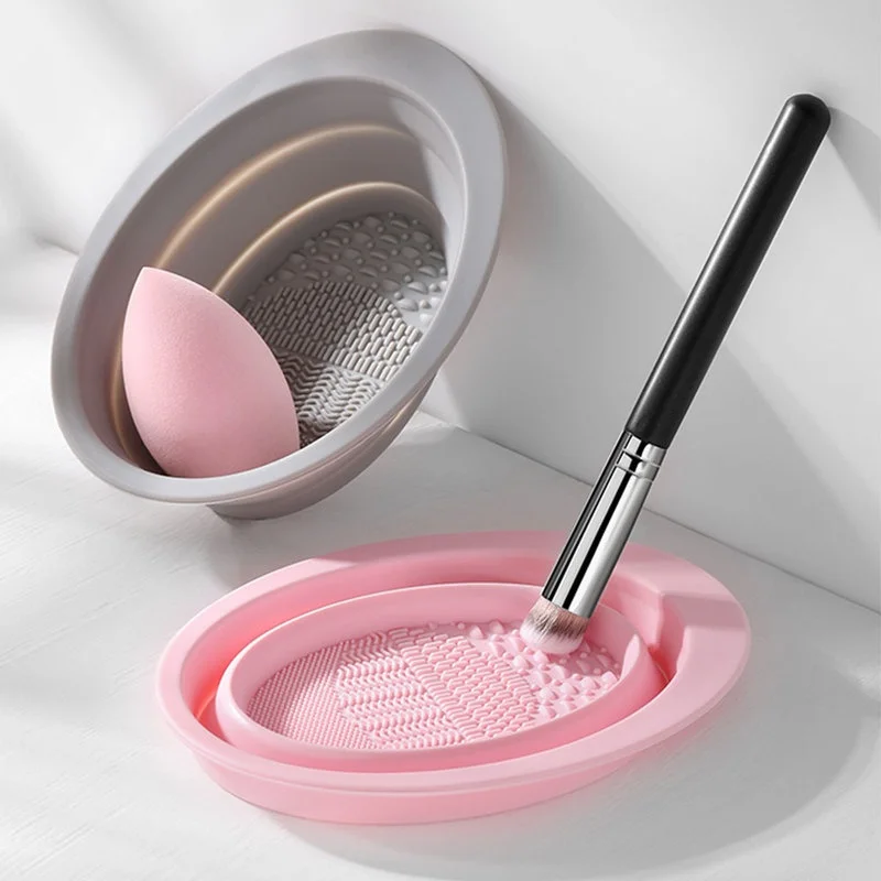 Beauty Makeup Tools Use - Składana silikonowa miseczka do czyszczenia pędzli